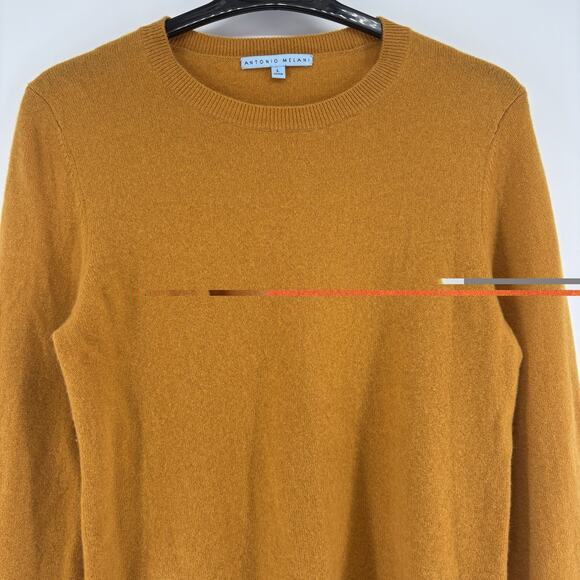 Antonio Melani 100% Cashmere Sweater Women’s Large Mustard Crewneck - Picture 2 of 9